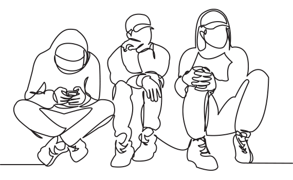 Scribbled image of children